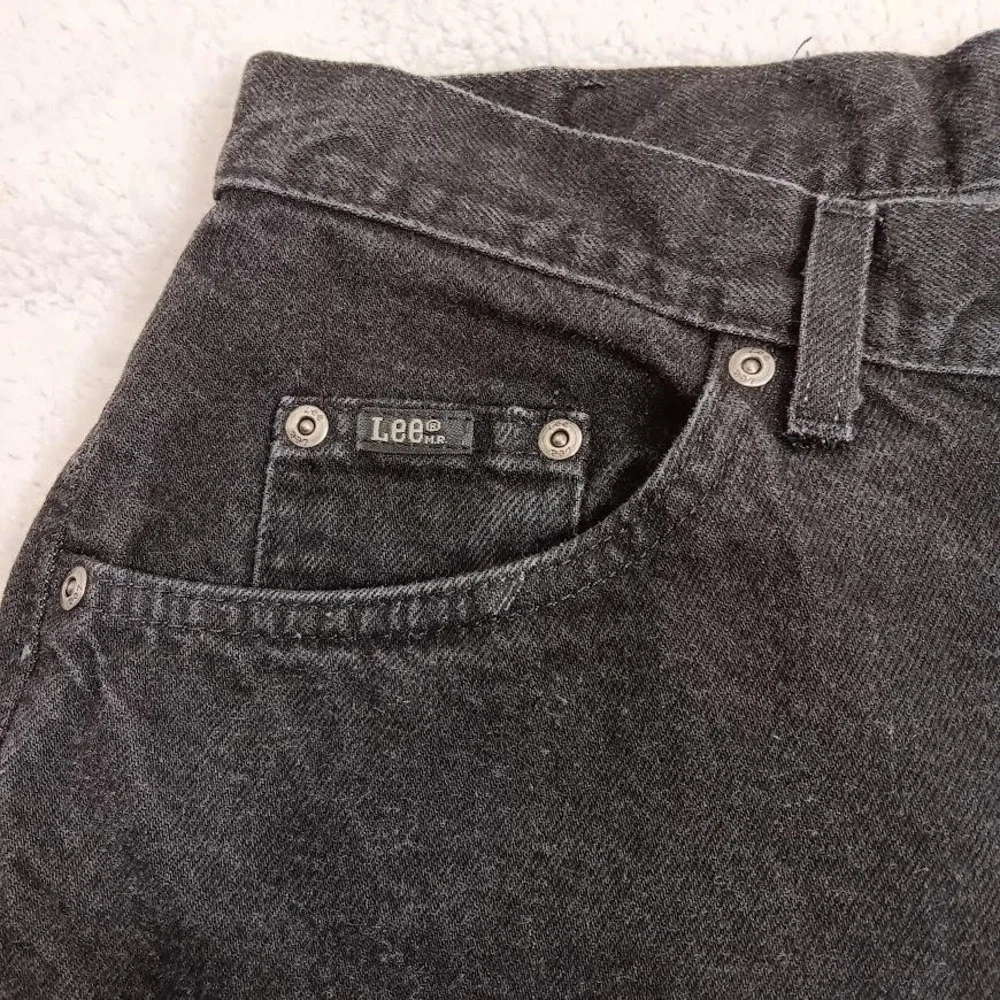 Vintage Lee Jeans Womens 12 Black High Rise Tapered Leg Denim‎ 90s USA Classic